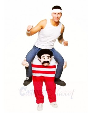 Piggy Back Comedy Athlete Carry Me Ride on Marathon Man Mascot Costumes Halloween 