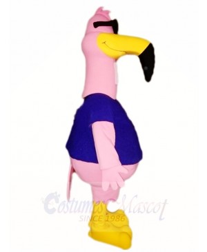 Cool Pink Flamingo with Sunglasses Mascot Costumes Bird Animal