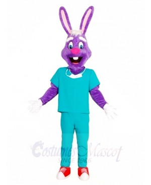 Purple Rabbit Doctor Mascot Costumes Animal Easter Bunny