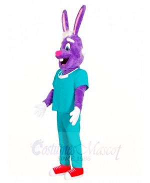 Purple Rabbit Doctor Mascot Costumes Animal Easter Bunny