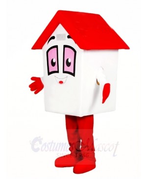 Red Roof House Home Mascot Costumes For Real Estate Agency Promotion