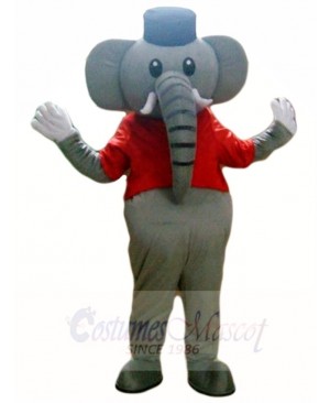 Grey Elephant in Red Vest Mascot Costumes Animal