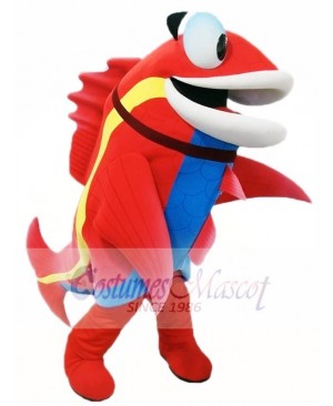 Red Fish with Blue Belly Mascot Costumes Fish