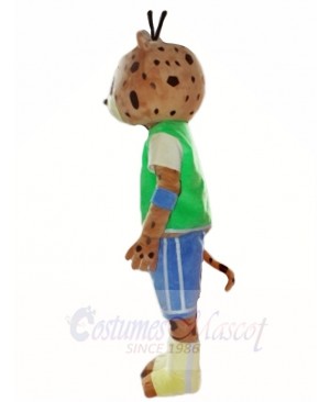 Green Shirt Blue Pants Leopard Panther Mascot Costumes Animal