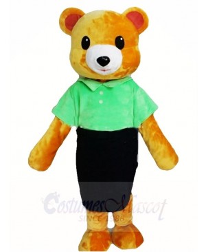 Brown Bear in Green Shirt and Black Skirt Mascot Costumes Animal