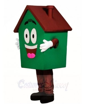 Green House Home Mascot Costumes For Real Estate Agency Promotion 