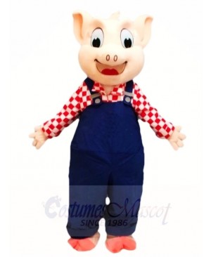 Blue Overalls Pig Mascot Costumes Animal 