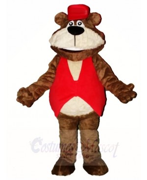 Brown Bear in Red Hat Mascot Costumes Animal