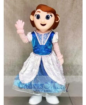 Princess Mascot Costumes in Blue and White Dress