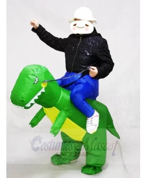 T-rex Carry me Ride On Green Dinosaur Inflatable Halloween Christmas Costumes for Adults