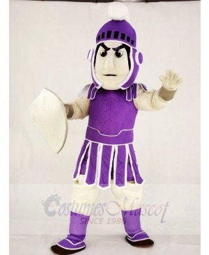 Purple Spartan Trojan Knight Sparty with Shield Mascot Costumes People