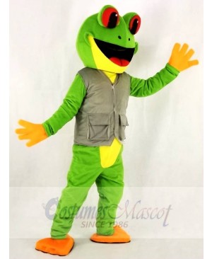 Green Tree Frog in Vest Mascot Costumes  