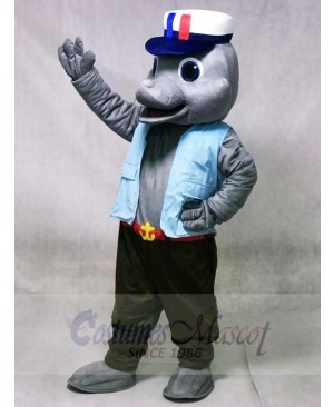 Cute Sailor Sea Lion Seal with Blue Vest Mascot Costumes Animal