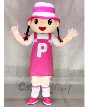 Cute Pink Hat Girl Mascot Costumes Animal