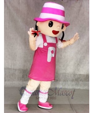 Cute Pink Hat Girl Mascot Costumes Animal