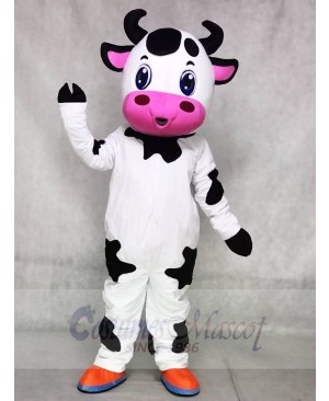 Cute Blue Eyes Cow Mascot Costumes Farm Animal