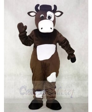 Brown and White Cow Mascot Costume