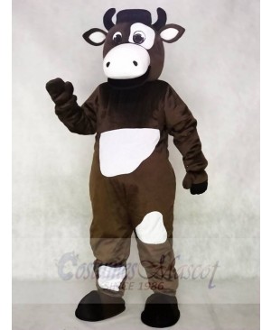 Brown and White Cow Mascot Costume