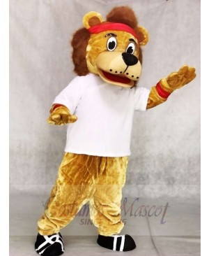 Lenny The Lion in White Vest Mascot Costumes Animal
