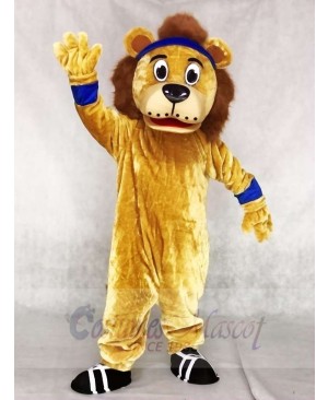 Lenny The Lion with Blue Head Band Mascot Costumes Animal 