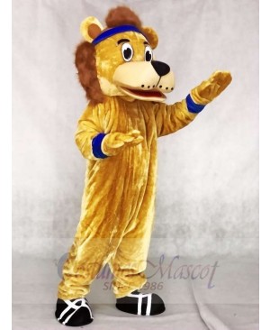 Lenny The Lion with Blue Head Band Mascot Costumes Animal 