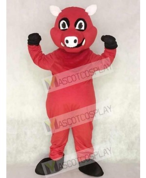 Cute Red Razorback Feral Pig Hog Wild Boar Mascot Costume