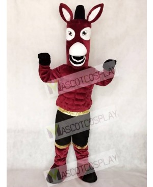 Maroon Jack Mule Mascot Character Costume Fancy Dress Outfit