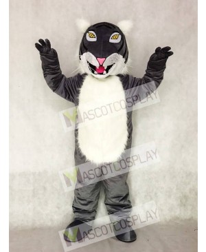 Adult Gray Wildcat Mascot Costume with Yellow Eyes
