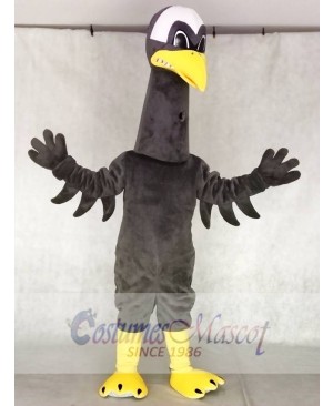 Fierce Dark Grey Crane Mascot Costumes Bird