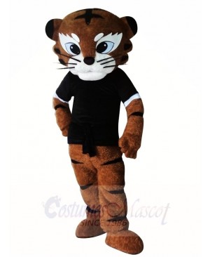 Black Shirt Kung Fu Judo Tiger Mascot Costumes Animal 
