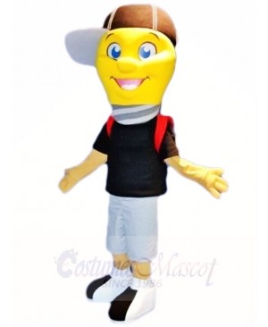 Lamp Light Bulb With Cap Boy Mascot Costumes People