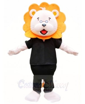 Orange Mane Black Shirt Lion Mascot Costumes Animal 