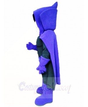 Black Phantom Ghost Specter with Purple Cape Mascot Costumes