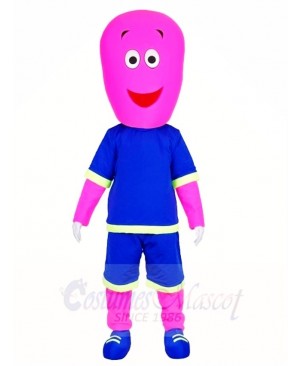 Pink Man in Blue Shorts Mascot Costumes People