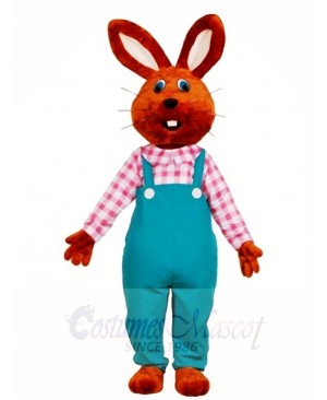 Chocolate Rabbit in Overalls Mascot Costumes Easter Bunny Animal