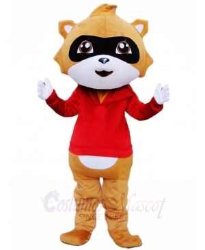 Brown Raccoon in Red Vest Mascot Costumes Animal