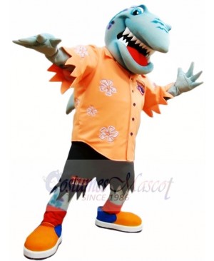 Orange Shirt Shark Mascot Costume Ocean