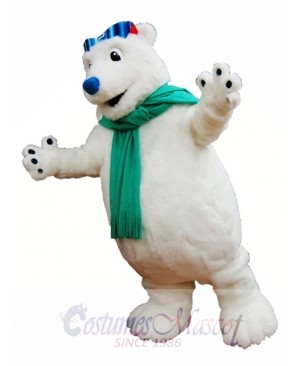 Polar Bear Mascot Costume White Bear with Scarf Mascot Costumes