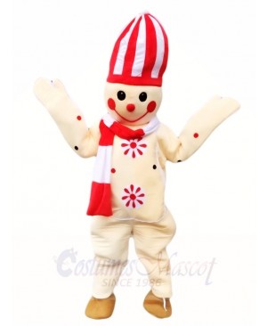 Snowman Mascot Costumes with White and Red Hat Christmas Xmas