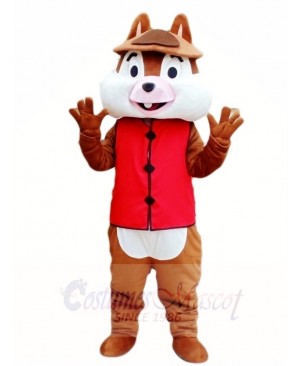 One Tooth Squirrel in Red Vest Mascot Costumes Animal