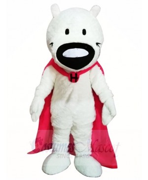 White Dog with Pink Cloak Mascot Costumes Animal 