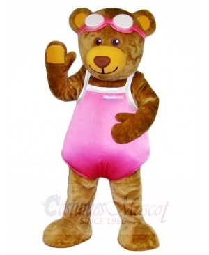 Bear in Pink Swimwear Mascot Costumes Animal