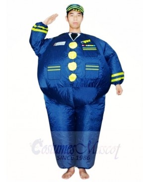 Blue Navy Captain Pilot Inflatable Halloween Xmas Costumes for Adults