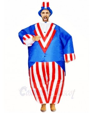 American US Flag Uncle Sam Independence Day Inflatable Halloween Blow Up Costumes for Adults