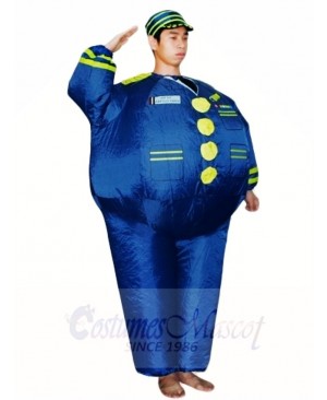 Blue Navy Captain Pilot Inflatable Halloween Xmas Costumes for Adults