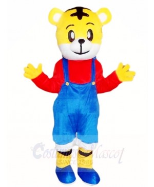 Tiger with Blue Overalls Mascot Costumes Animal 