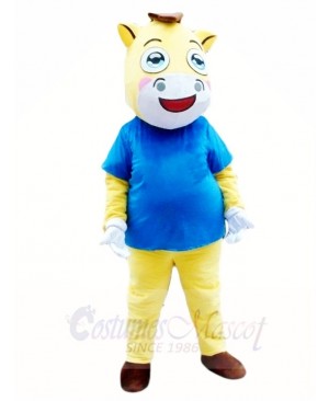 War Horse in Blue Shirt Mascot Costumes Animal