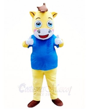 War Horse in Blue Shirt Mascot Costumes Animal