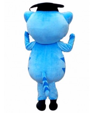 Cute Blue Doctor Cat Mascot Costume