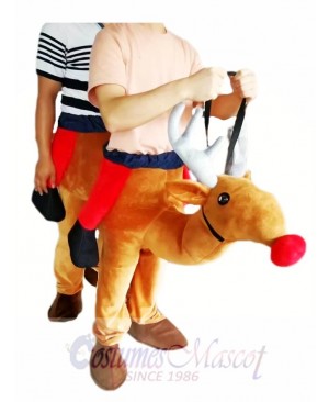 Piggyback Reindeer Carry Me Ride Red Nose Rudolph Mascot Costume